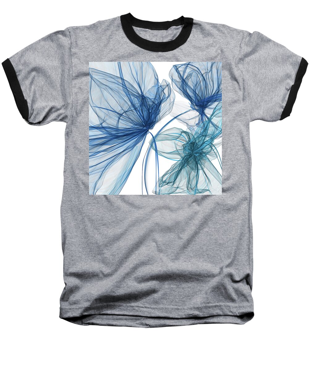 Blue And Turquoise Art Baseball T-Shirt featuring the painting Blue And Turquoise Art by Lourry Legarde