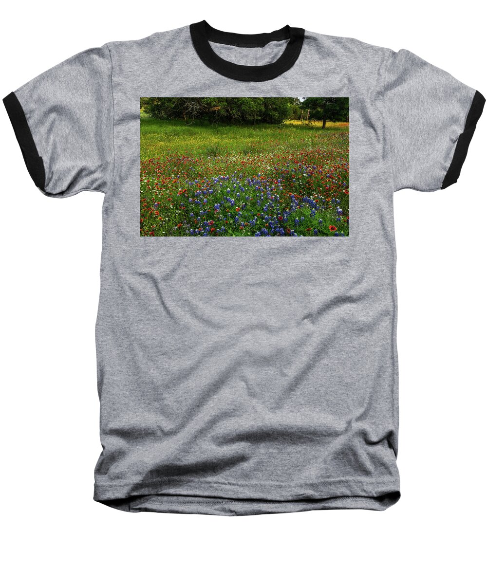 Texas Wildflowers Baseball T-Shirt featuring the photograph Bluebonnet Glory by Johnny Boyd