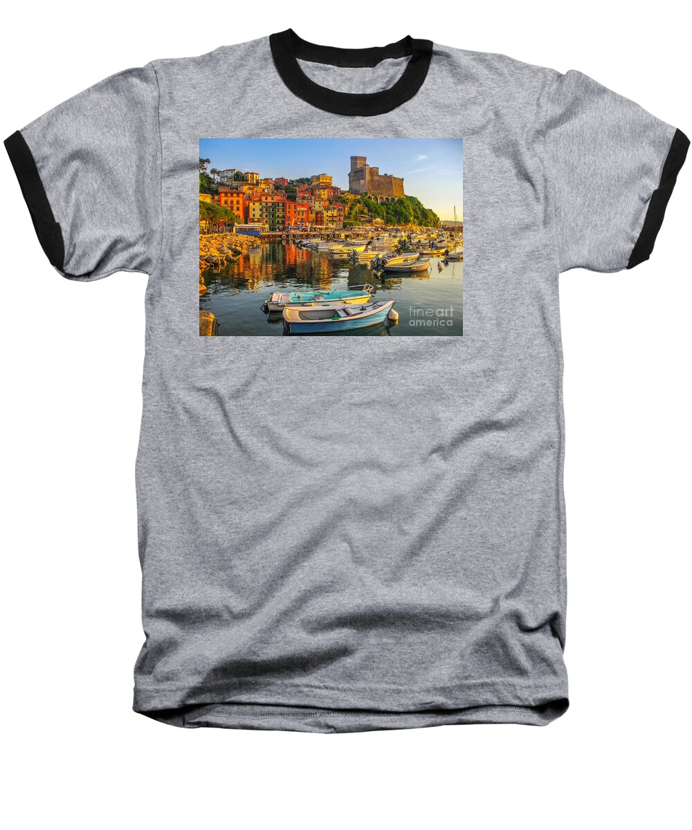 Italy Baseball T-Shirt featuring the photograph boats of Lerici by Benny Marty