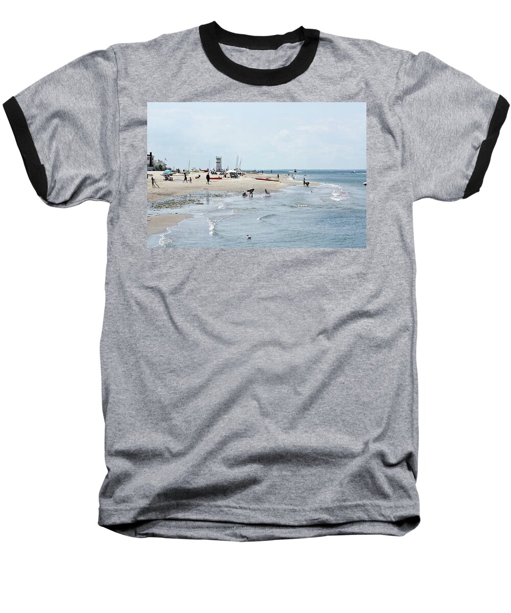 Breezy Point Lighthouse Baseball T-Shirt featuring the photograph Breezy Point Lighthouse Summer Days by Ann Murphy