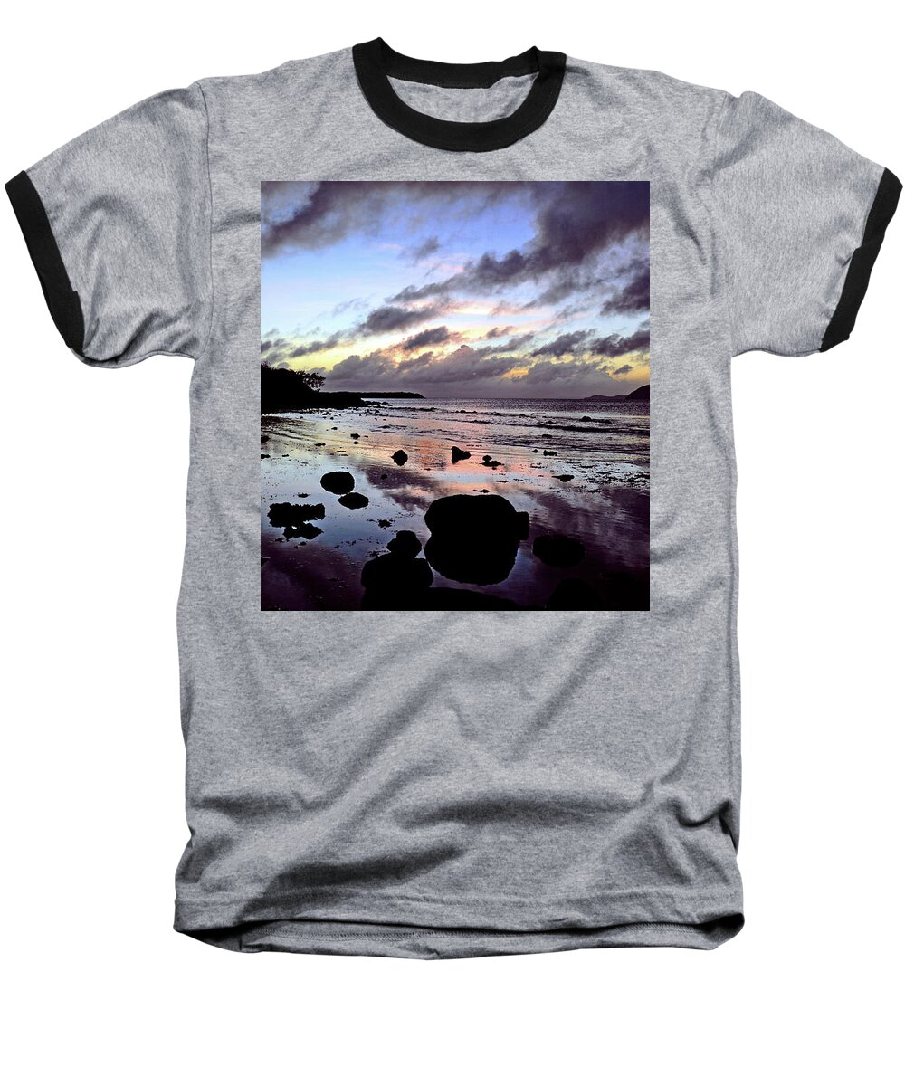 Sunset Baseball T-Shirt featuring the photograph Bright Mirror of Sunset Light by Climate Change VI - Sales
