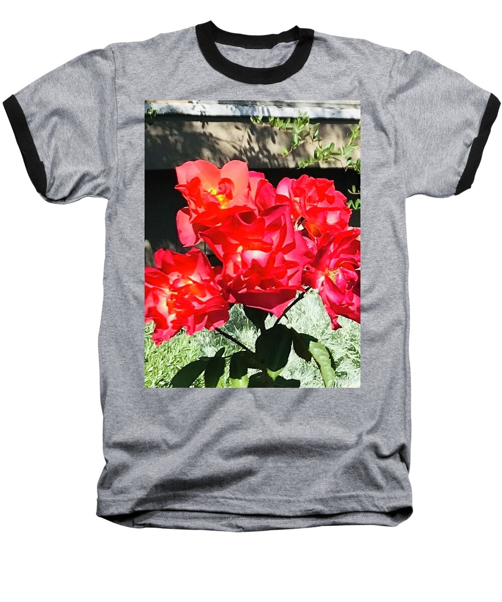  Baseball T-Shirt featuring the photograph Bright Red Bloom by Kat Kem Art