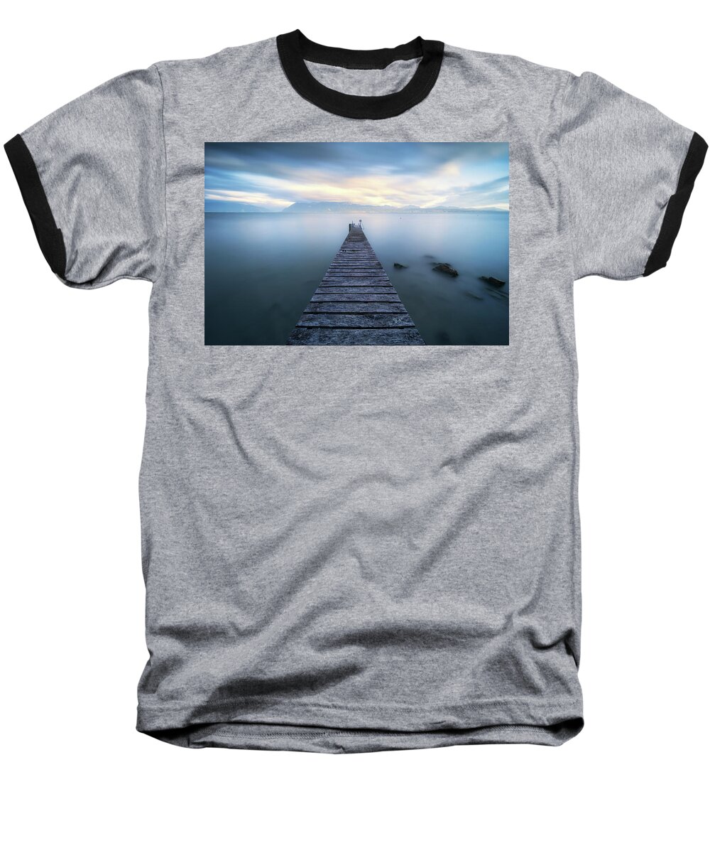 Jetty Baseball T-Shirt featuring the photograph Broken pier by Dominique Dubied