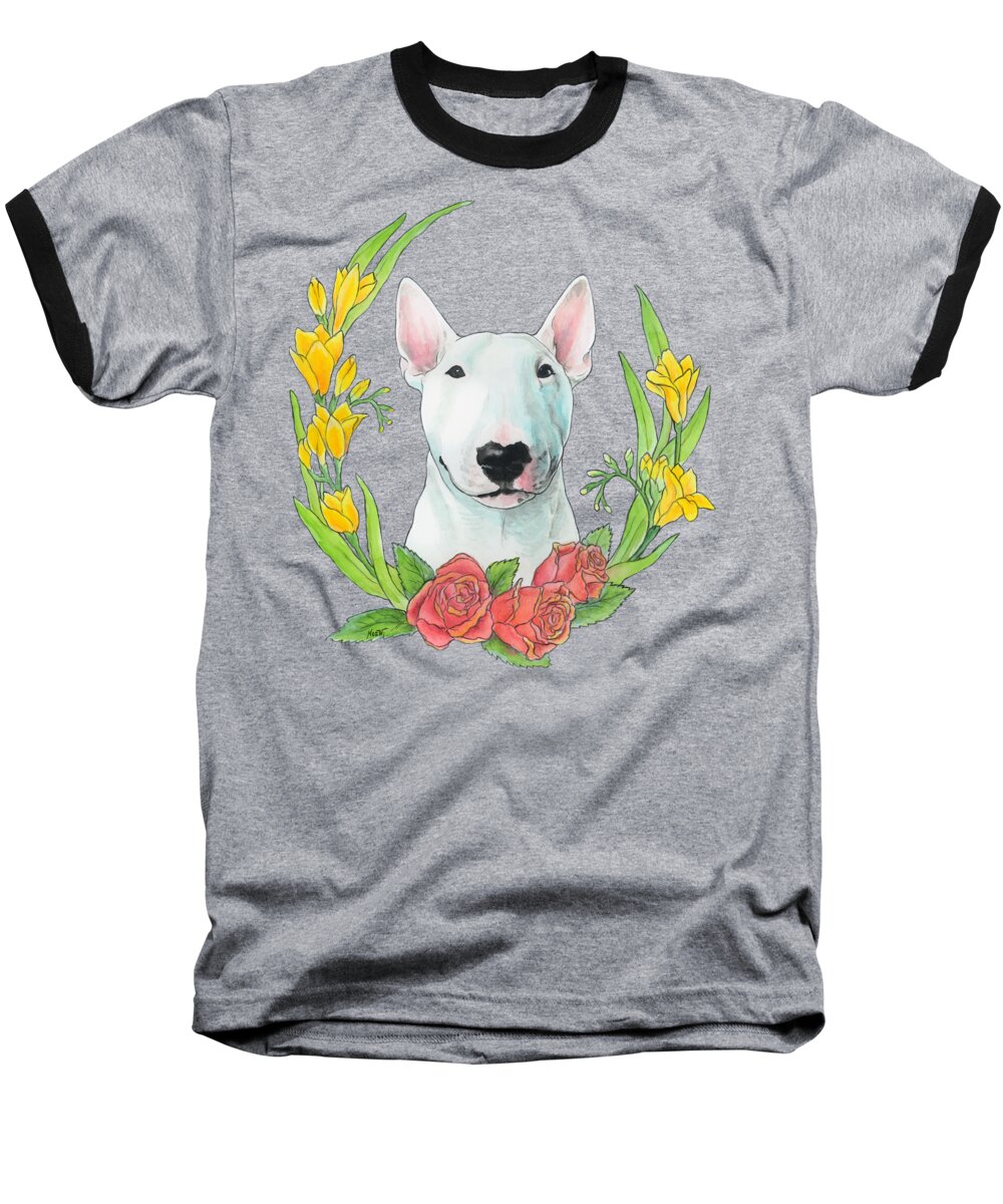 Bull Terrier Baseball T-Shirt featuring the painting Bull Terrier Ivan by Jindra Noewi