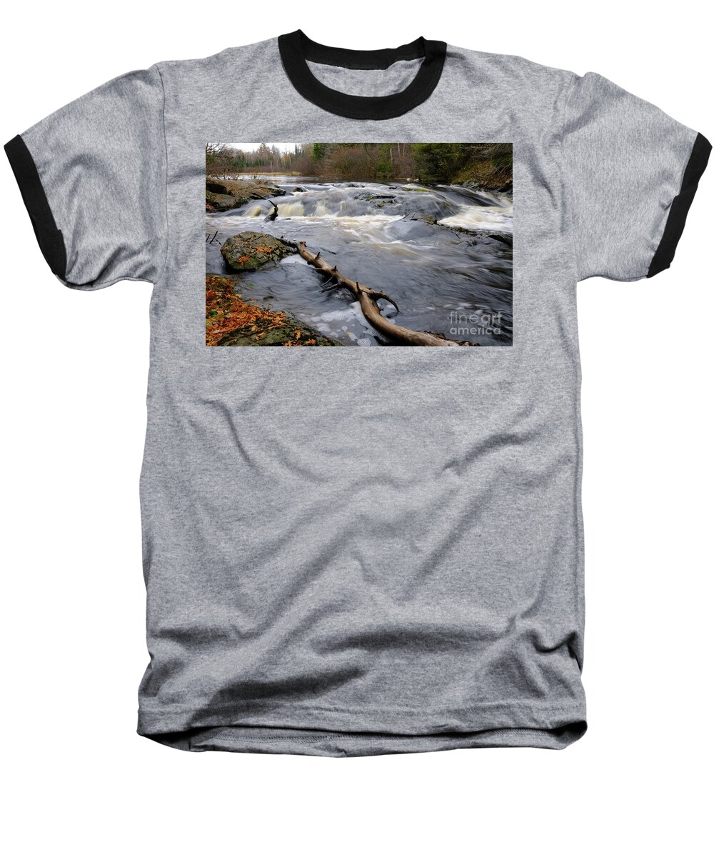 Ontonagon River Baseball T-Shirt featuring the photograph Burned Dam on Ontonagon River by Sandra Updyke
