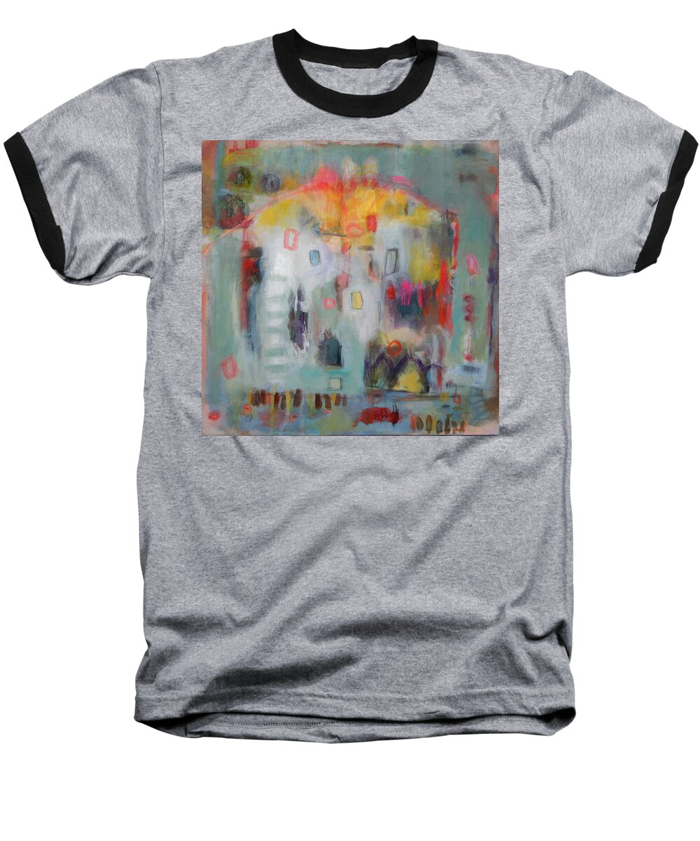 Abstract Baseball T-Shirt featuring the painting Cake by Janet Zoya