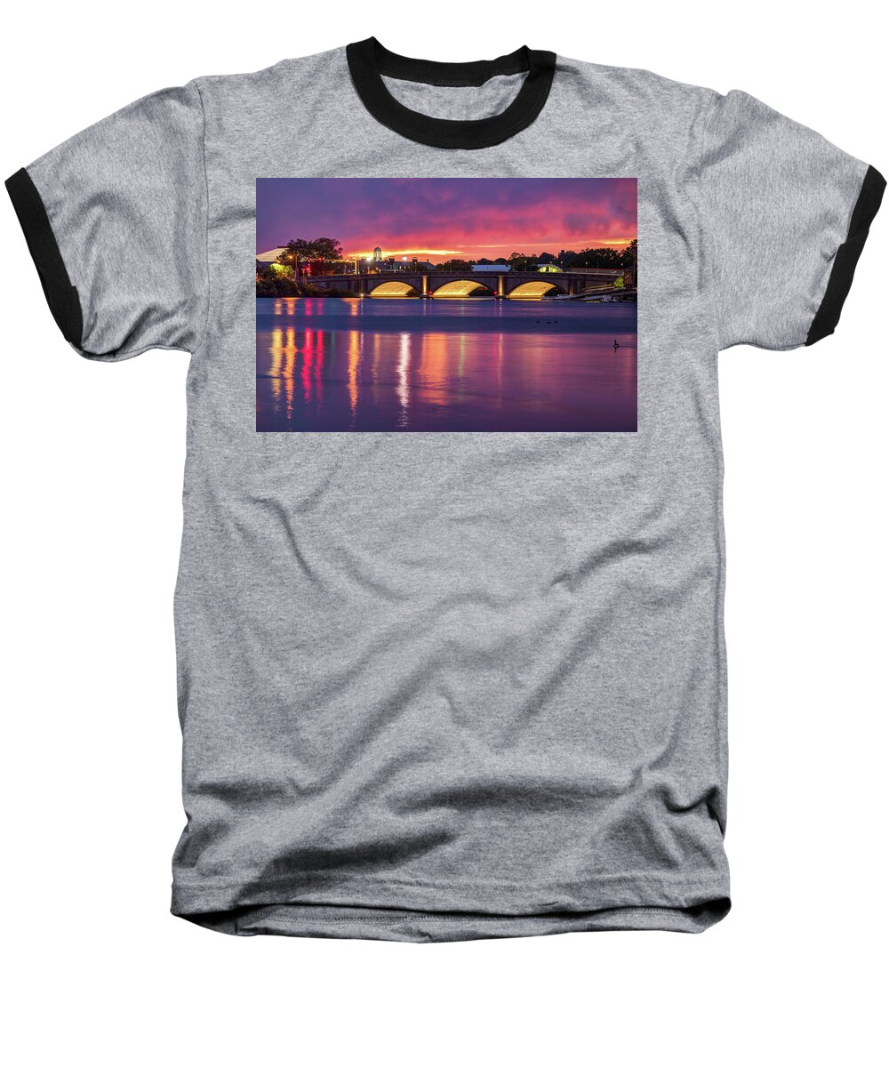 America Baseball T-Shirt featuring the photograph Cambridge Massachusetts Sunset at Anderson Memorial Bridge by Gregory Ballos