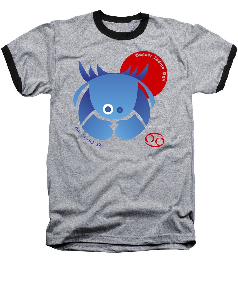 Cancer Baseball T-Shirt featuring the digital art Cancer - Crab by Ariadna De Raadt