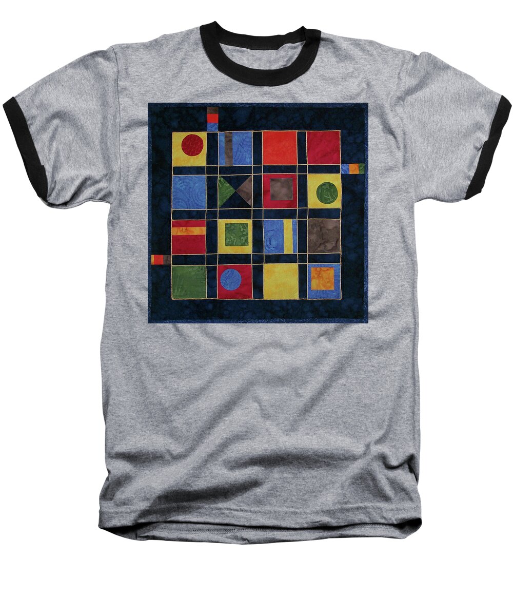 Abstract Baseball T-Shirt featuring the tapestry - textile Carnival of Colors by Pam Geisel