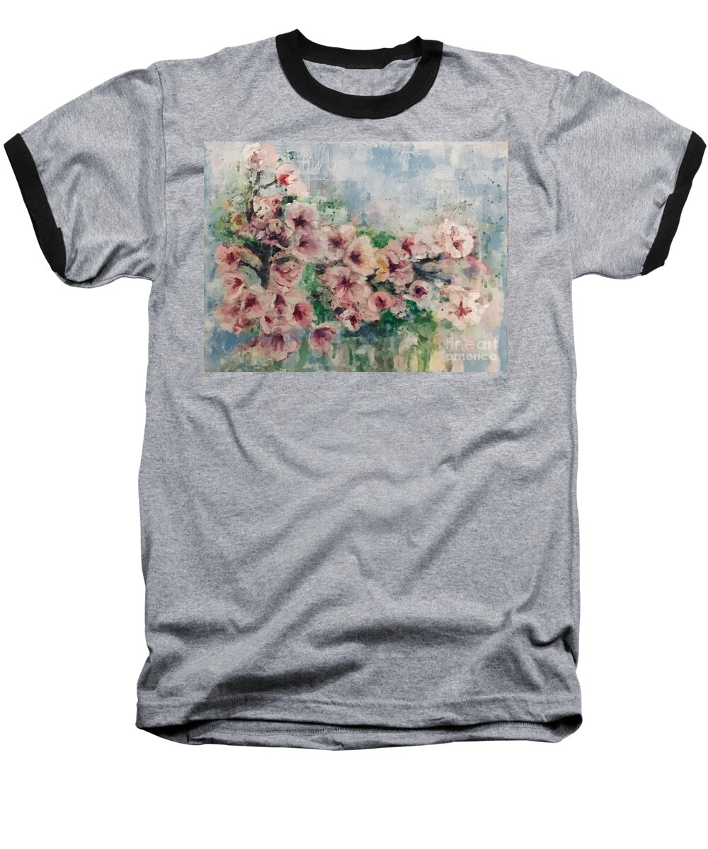 Pink Baseball T-Shirt featuring the painting Cherry Blossoms by Diane Fujimoto
