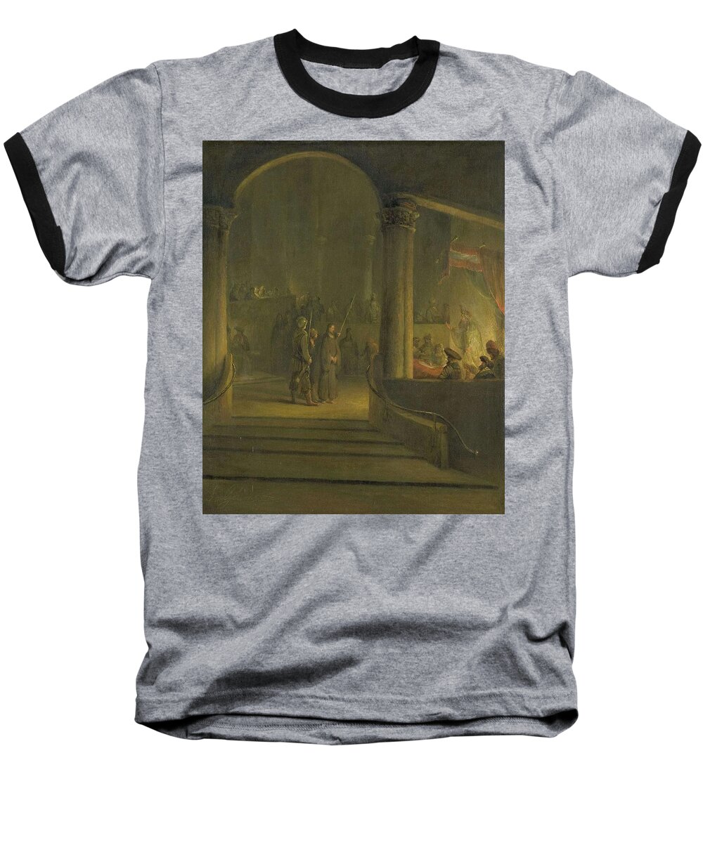 Aert De Gelder Baseball T-Shirt featuring the painting Christ before Caiphas. by Aert de Gelder