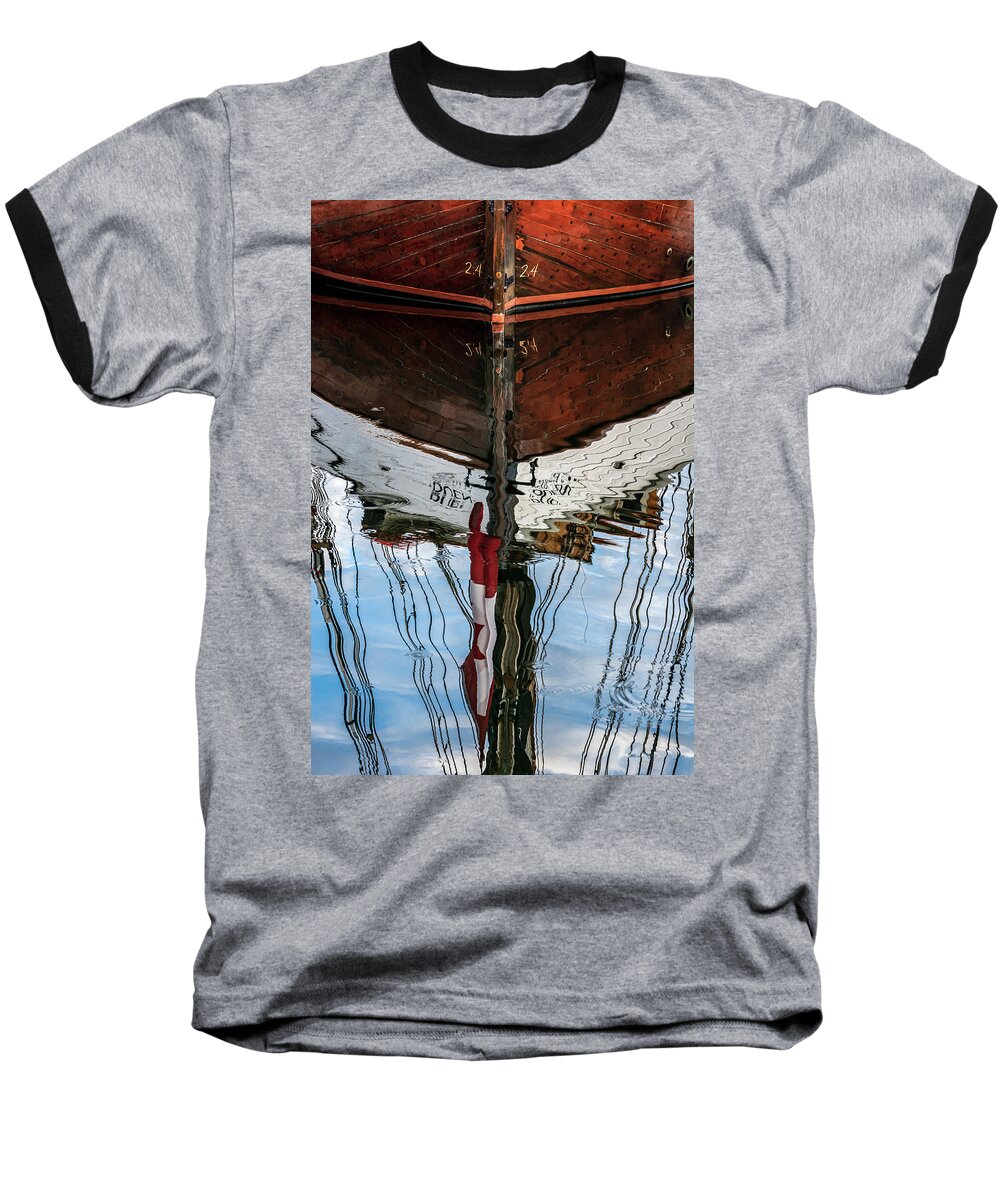 Wooden Boat Baseball T-Shirt featuring the photograph Classic Reflection by Carl Amoth
