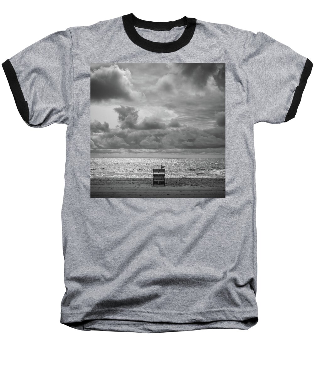 Beach Baseball T-Shirt featuring the photograph Cloudy Morning Rough Waves by Steve Stanger