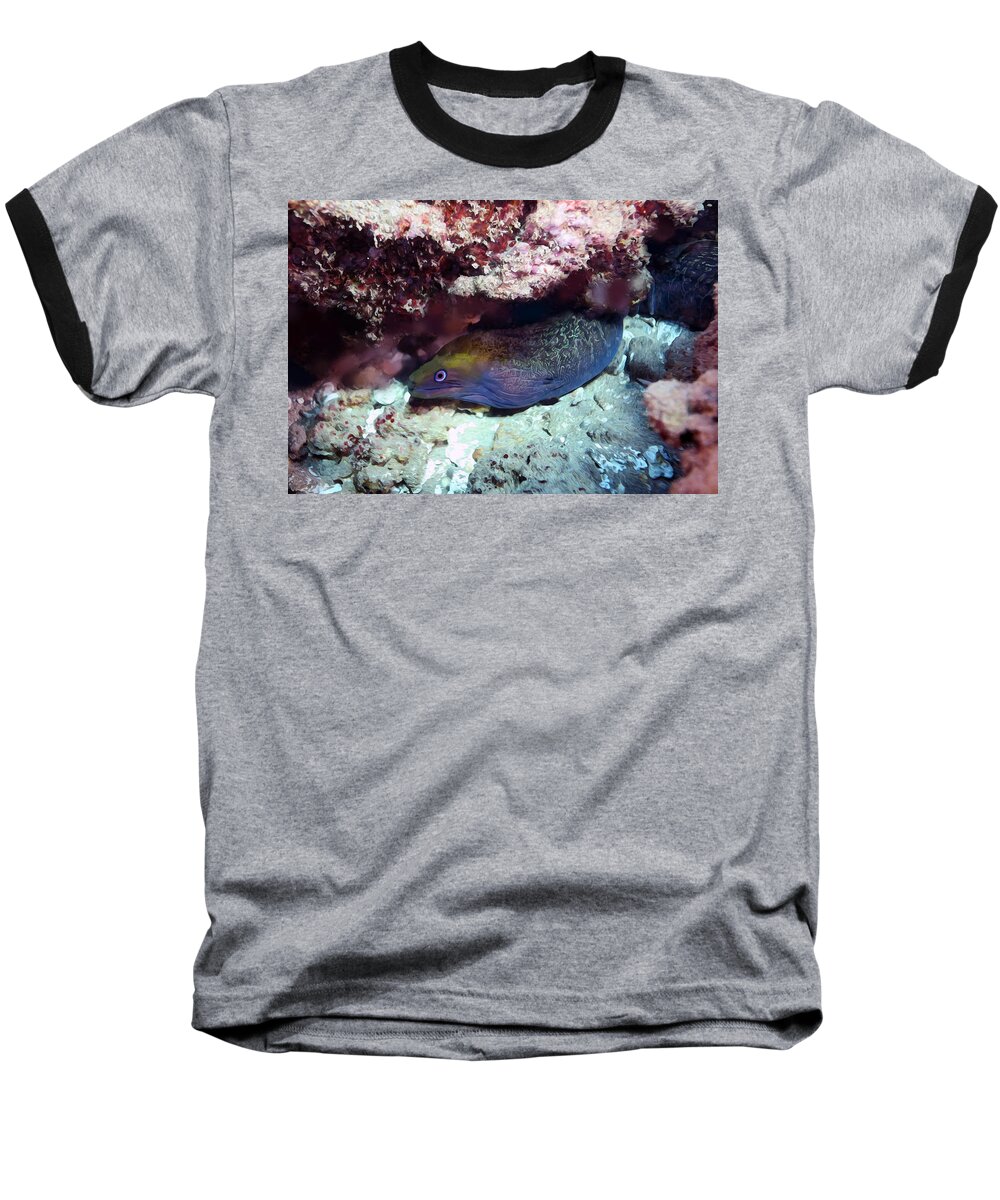 Hawaii Baseball T-Shirt featuring the photograph Colorful Moray by Anthony Jones