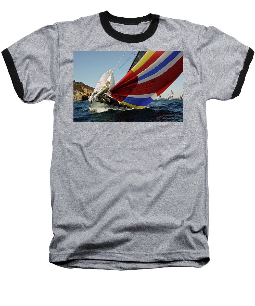 Sailing Baseball T-Shirt featuring the photograph Colorful spinnaker run by David Shuler