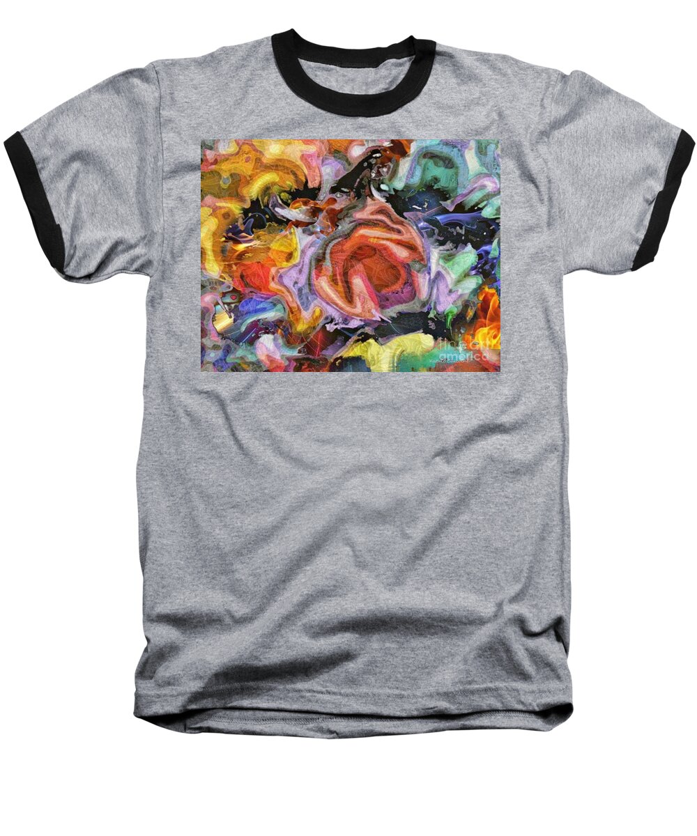 Abstract Art Baseball T-Shirt featuring the digital art Colors on the Move by Kathie Chicoine