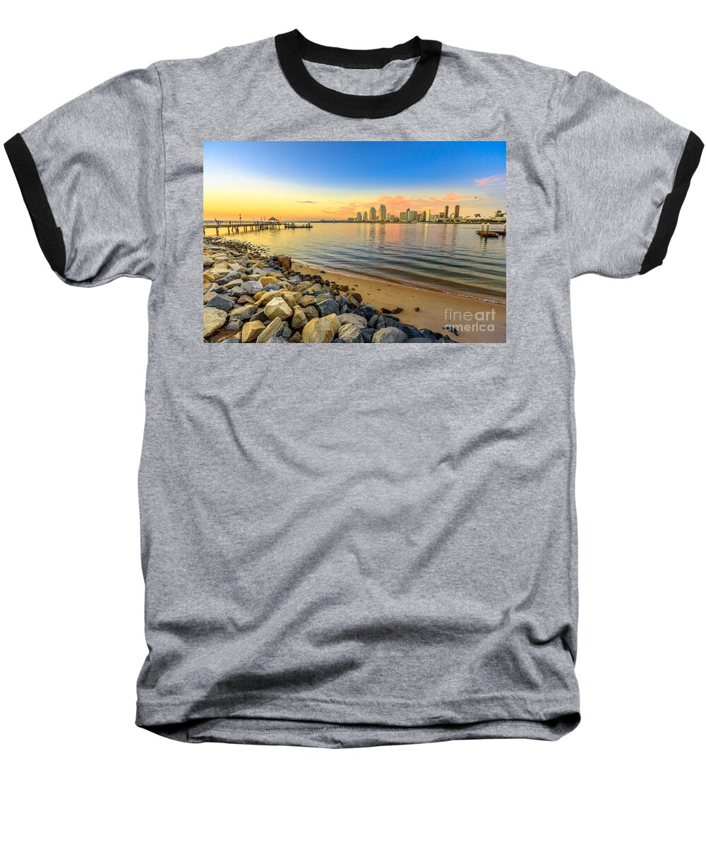 San Diego Baseball T-Shirt featuring the photograph Coronado Pier sunset by Benny Marty