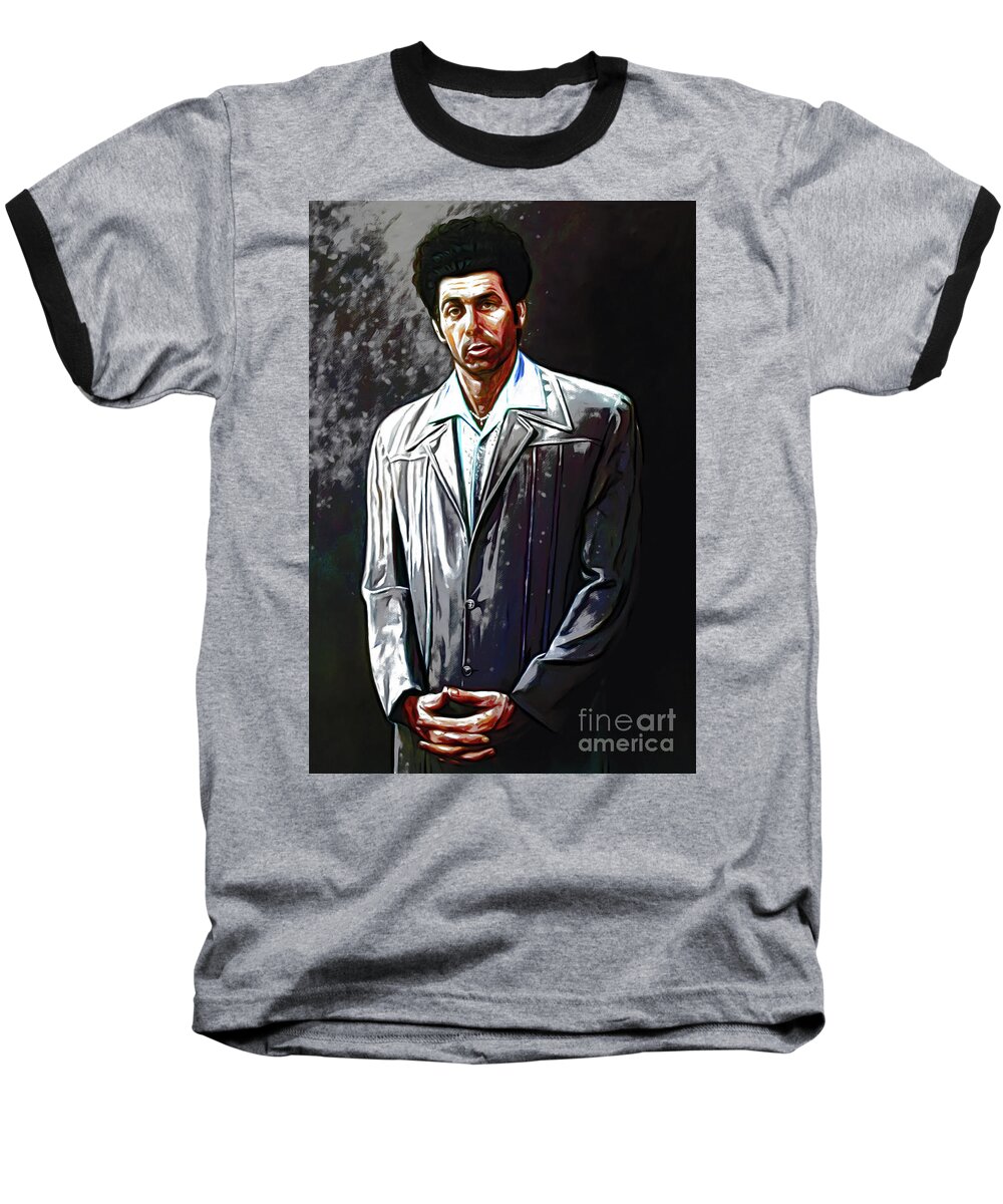 Seinfeld Baseball T-Shirt featuring the photograph Cosmo Kramer Oil Portrait by Doc Braham