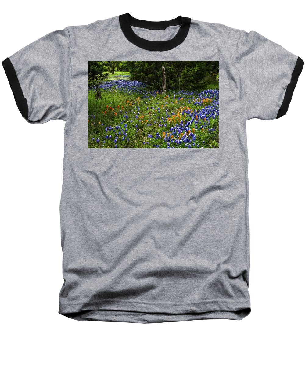 Texas Wildflowers Baseball T-Shirt featuring the photograph Country Spring by Johnny Boyd