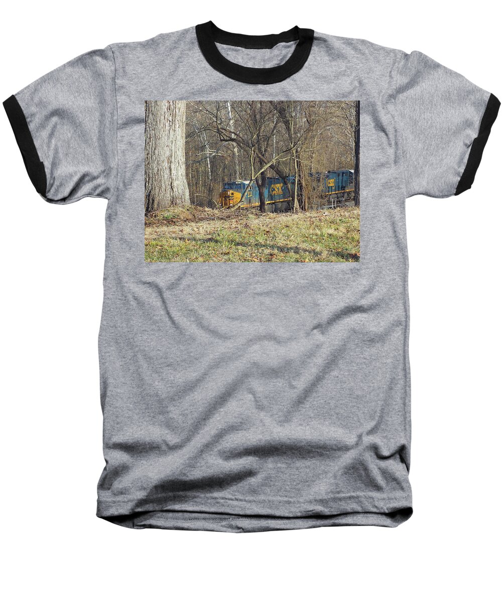 Boaz 918 Baseball T-Shirt featuring the photograph Country Train by Matthew Seufer