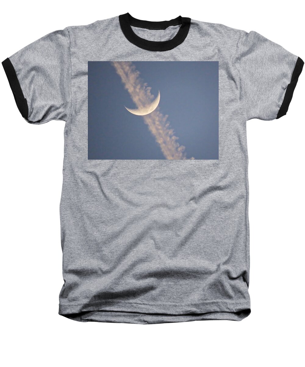 Arizona Baseball T-Shirt featuring the photograph Gemini Crescent in Contrail by Judy Kennedy
