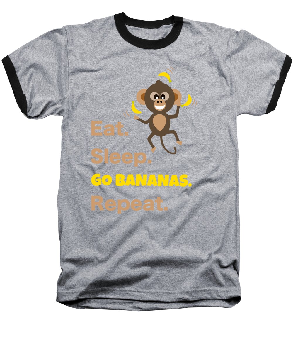 Eat Sleep Baseball T-Shirt featuring the digital art Cute Animal Money Juggling with Text Eat Sleep Go Bananas Popular Quote by Barefoot Bodeez Art