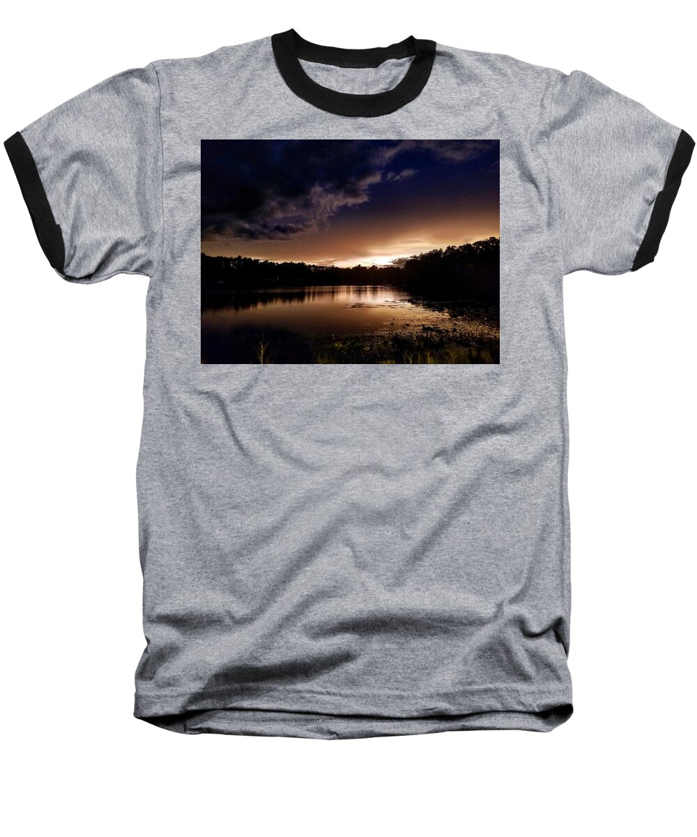 Sunset Baseball T-Shirt featuring the photograph Dark Reflections by Shena Sanders