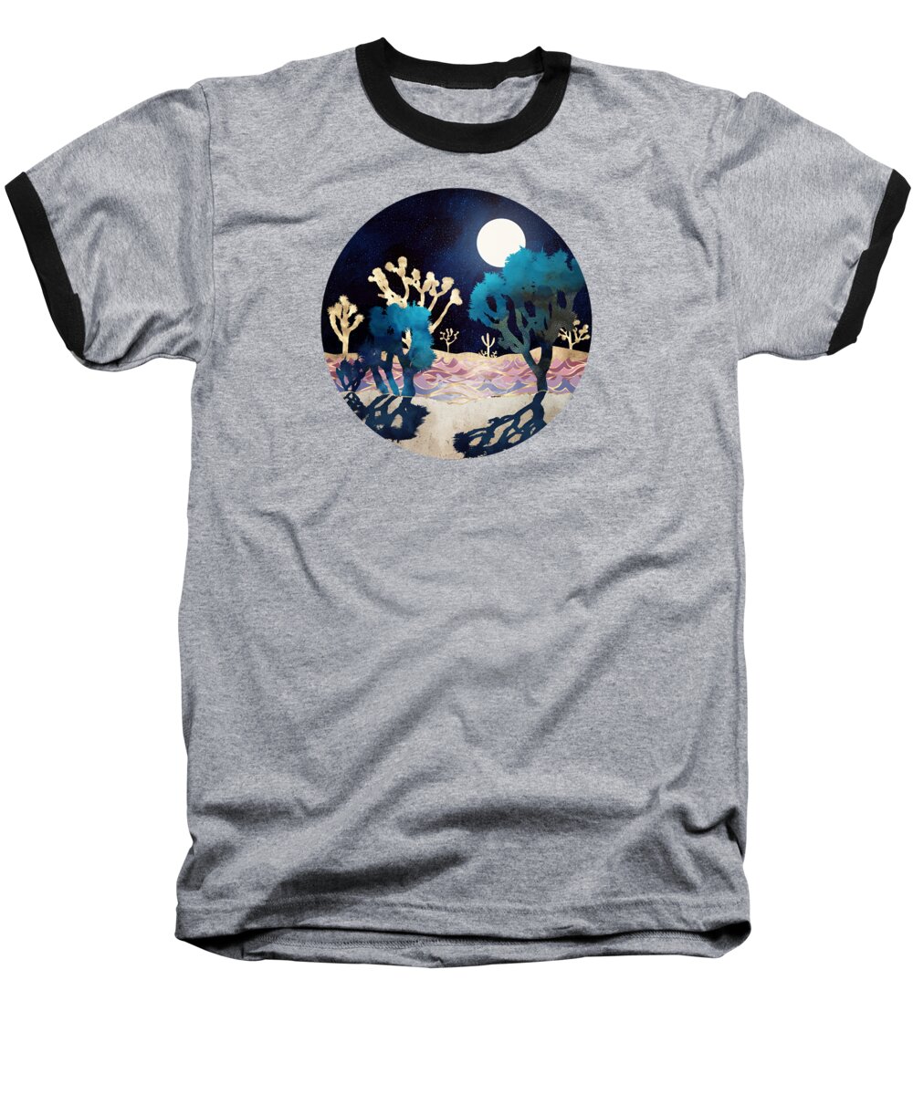 Digital Baseball T-Shirt featuring the digital art Desert Lake Moonlight by Spacefrog Designs