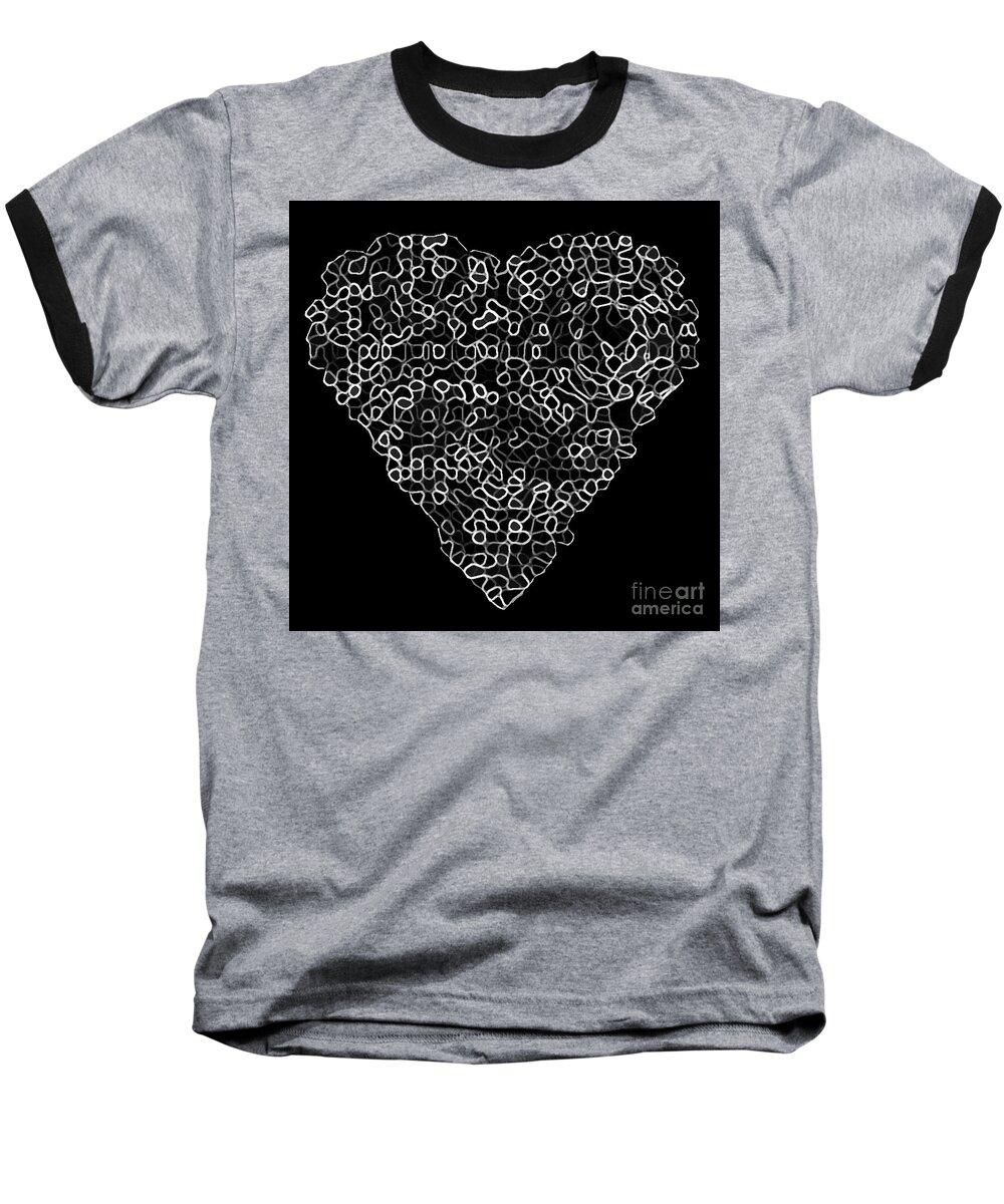 Digital Heart Baseball T-Shirt featuring the digital art DigiHeartBW by Bill King