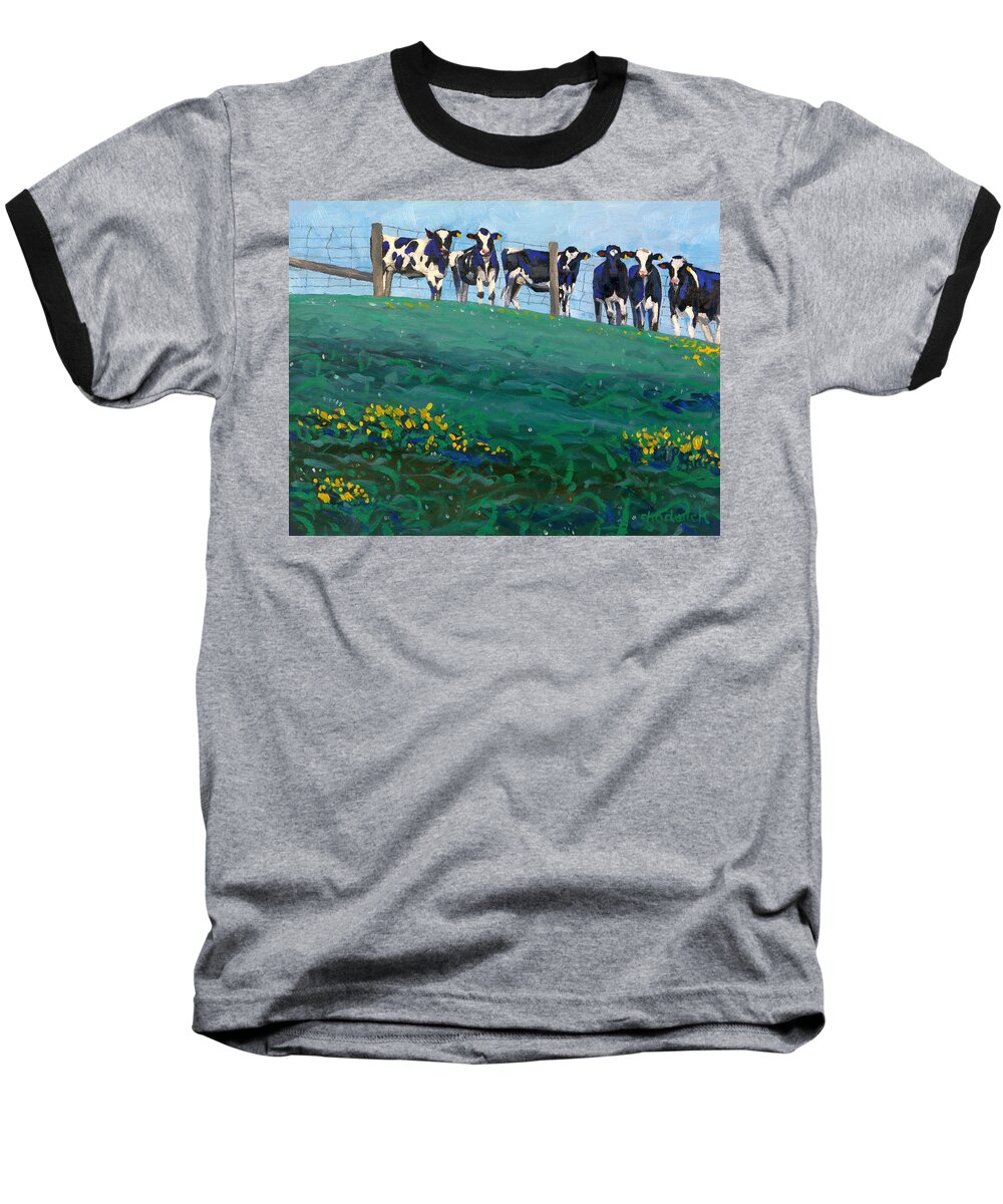 430 Baseball T-Shirt featuring the painting Distant Pastures by Phil Chadwick
