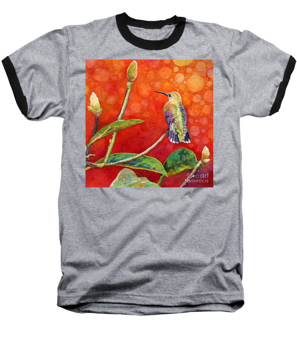 Hummingbird Baseball T-Shirt featuring the painting Dreamy Hummer - Hummingbird by Hailey E Herrera