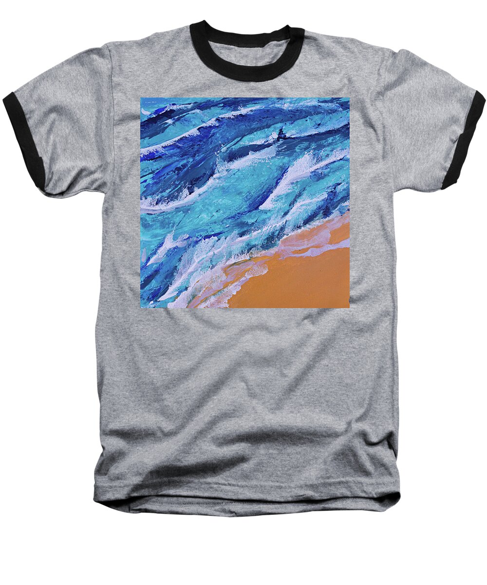 Water Baseball T-Shirt featuring the painting The Waves I by Mahnoor Shah