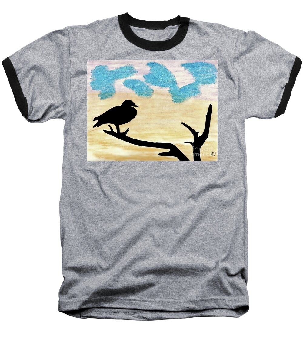 Sunset Baseball T-Shirt featuring the drawing Duck Sunset by D Hackett