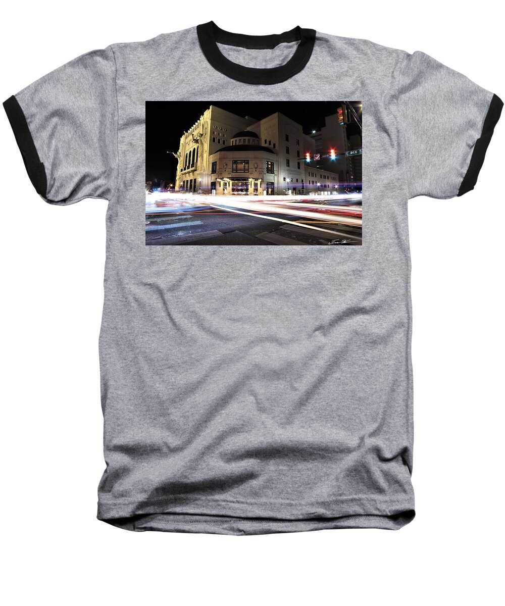 Bass Hall Baseball T-Shirt featuring the photograph E. 4th. Street by Tim Kuret