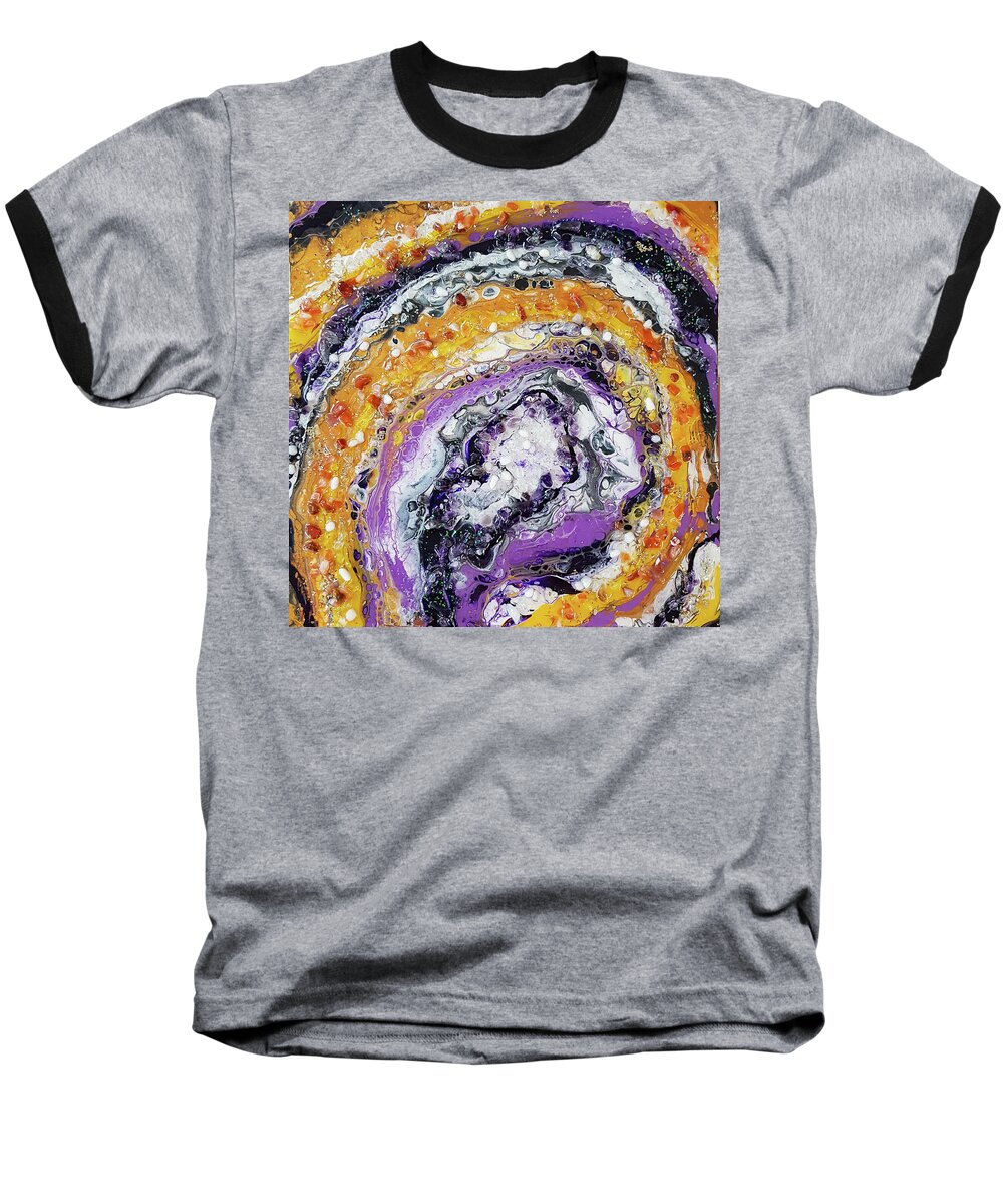 Acrylic Baseball T-Shirt featuring the mixed media Earth Gems #18 w022 by Lori Sutherland