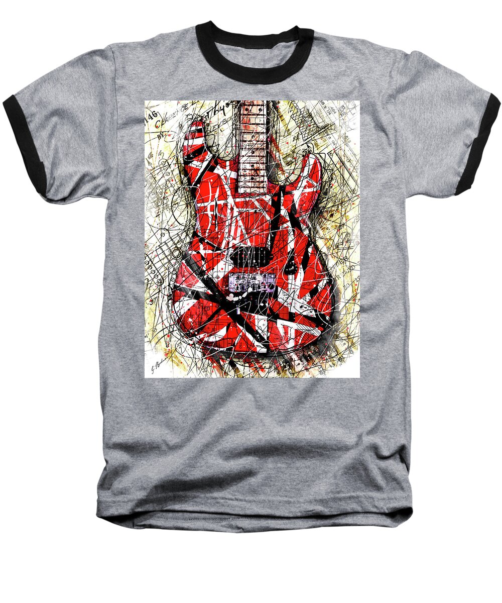 Guitar Art Baseball T-Shirt featuring the digital art Eddie's Axe by Gary Bodnar