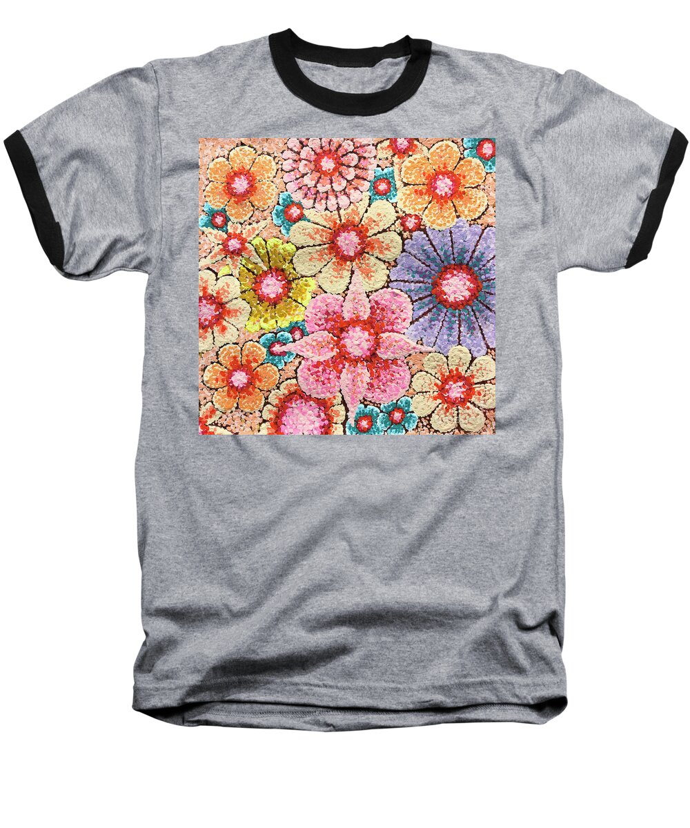 Floral Baseball T-Shirt featuring the painting Efflorescent 4 by Amy E Fraser
