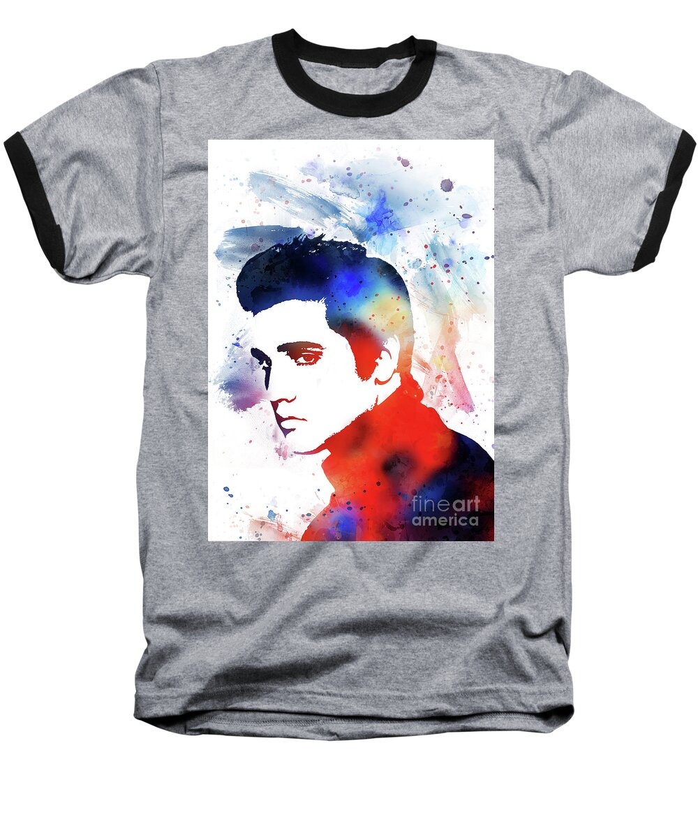 Illustration Baseball T-Shirt featuring the drawing Elvis Presley by Ian Mitchell