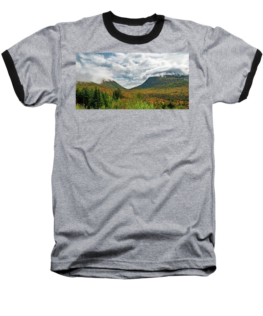 Kancamagus Baseball T-Shirt featuring the photograph Fall Foliage after a Storm on the Kancamagus Highway in the White Mountains I by William Dickman