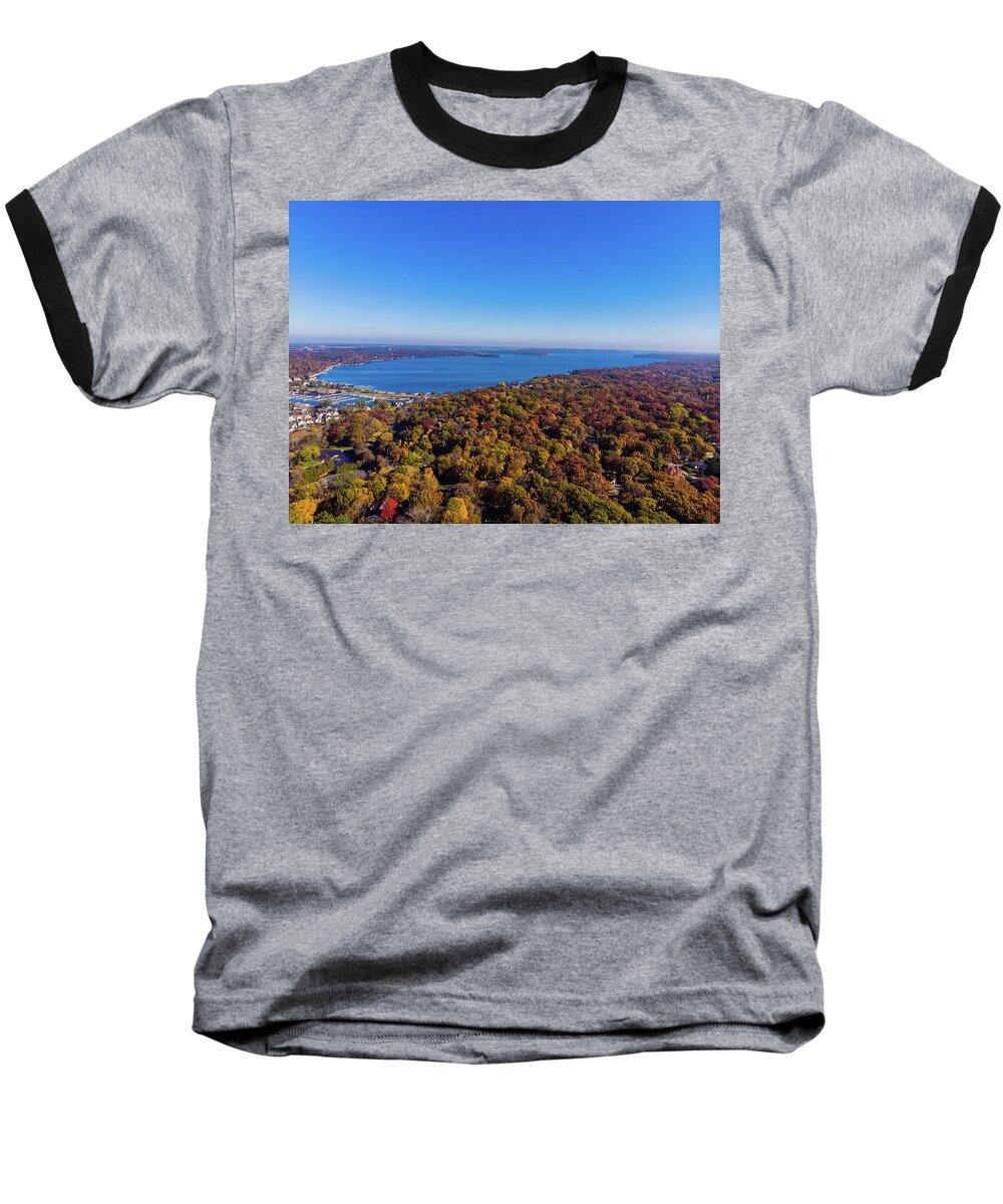 Lake Geneva Baseball T-Shirt featuring the photograph Fall in Lake Geneva, WI by Bobby K