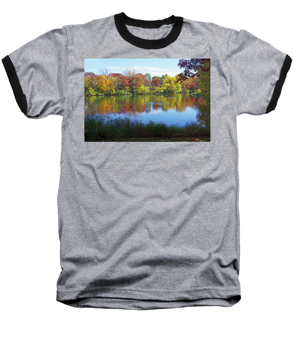 Fall Baseball T-Shirt featuring the photograph Fall Lake Reflections by Tom Reynen