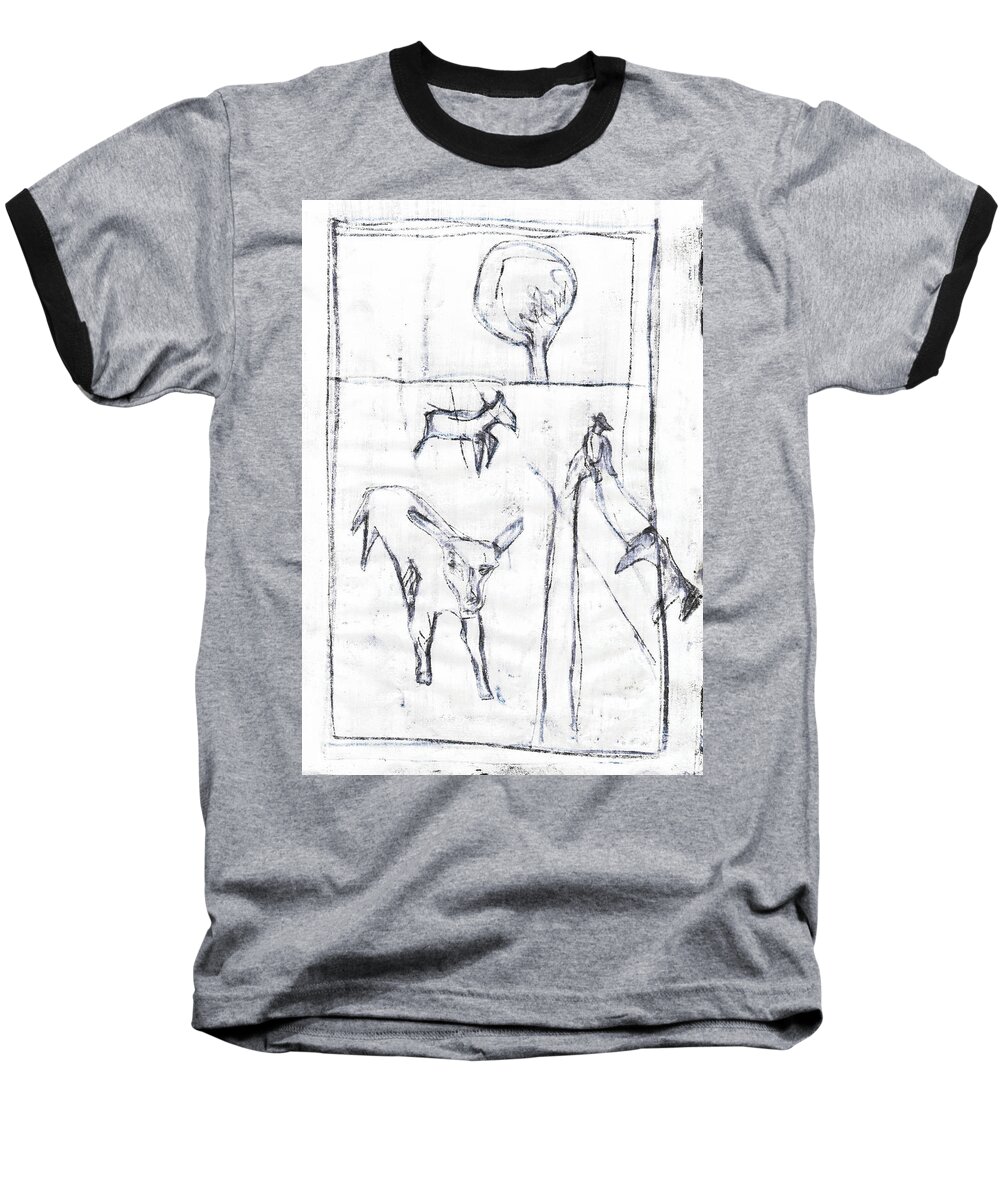 Farm Baseball T-Shirt featuring the drawing Farm dog by Edgeworth Johnstone