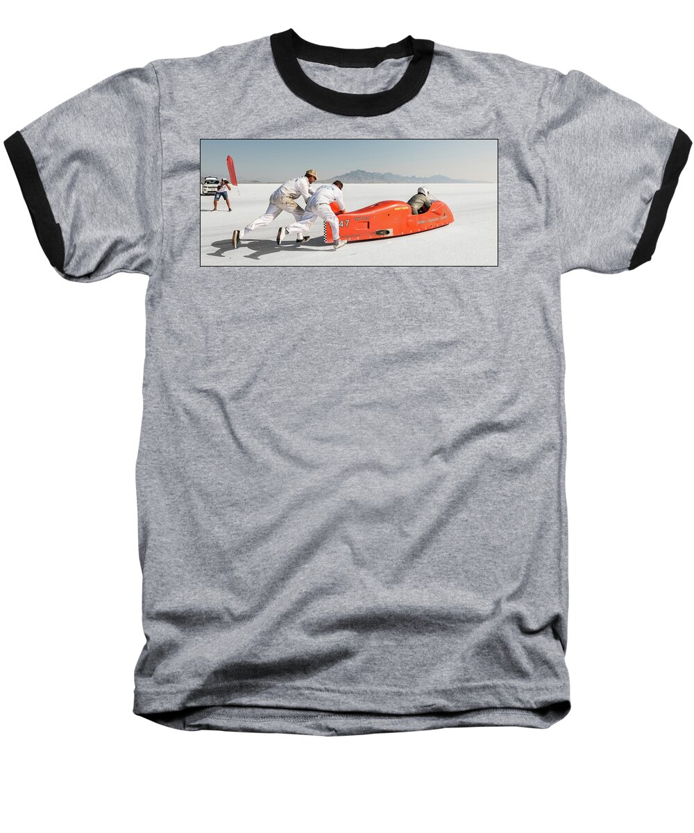 Bonneville Baseball T-Shirt featuring the photograph Feet Are Flying by Andy Romanoff