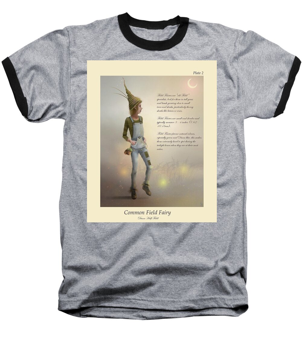 Fairy Baseball T-Shirt featuring the painting Field Fairy by Joe Gilronan
