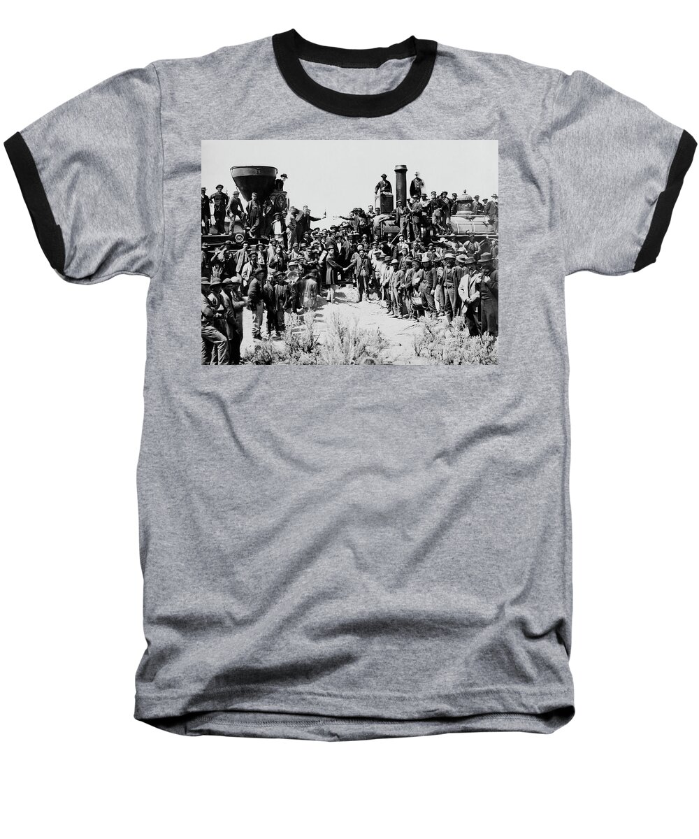 Usa Baseball T-Shirt featuring the photograph First Opening of the Transcontinental Railroad - 1869 by Doc Braham