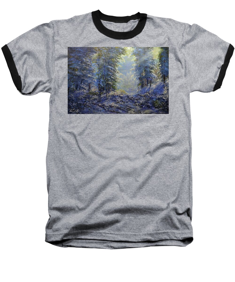 Winter Baseball T-Shirt featuring the painting First snow fall by Michael Mrozik