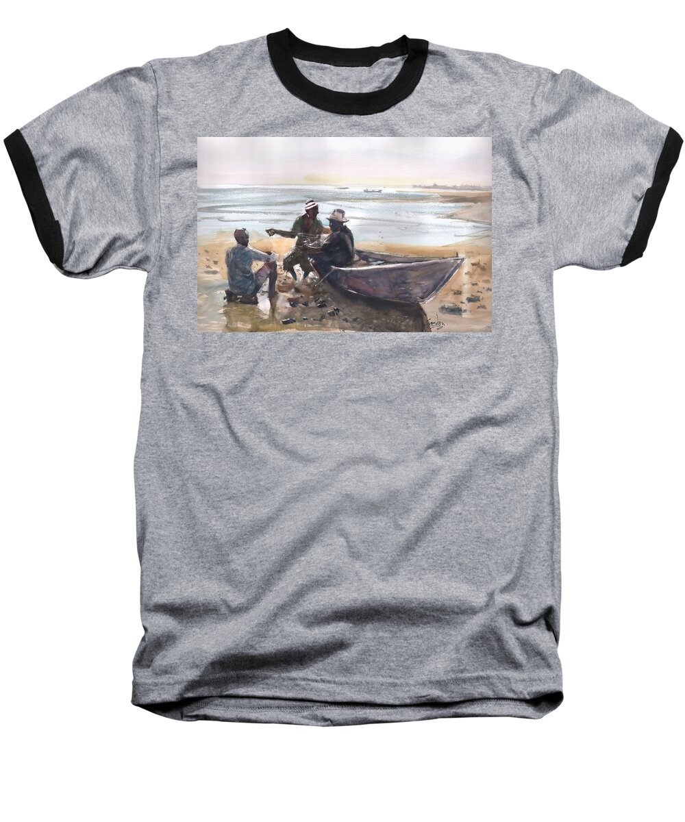  Baseball T-Shirt featuring the painting Fishermen by Gaston McKenzie