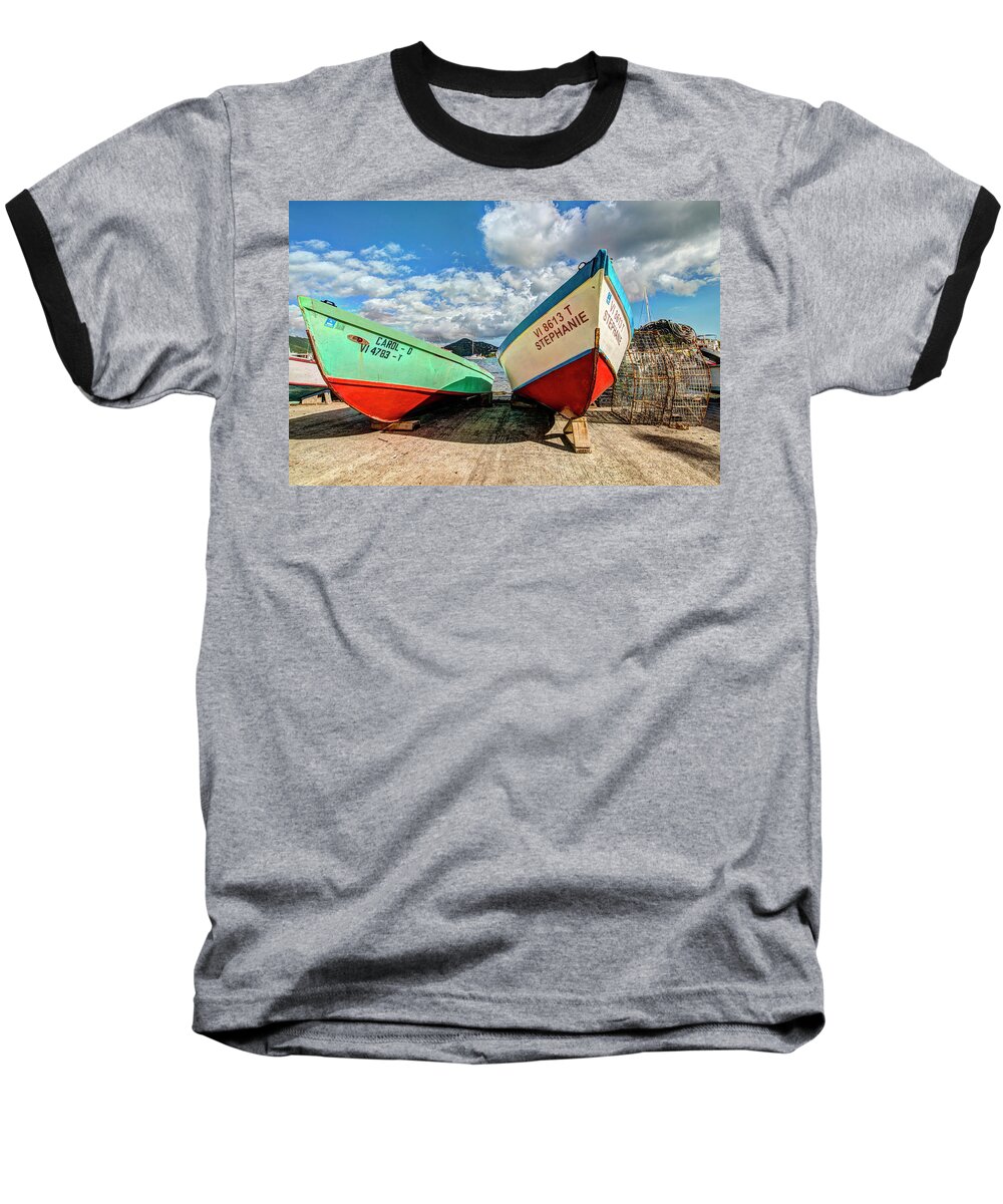 Boats Baseball T-Shirt featuring the photograph Fishing boats in Frenchtown by Gary Felton