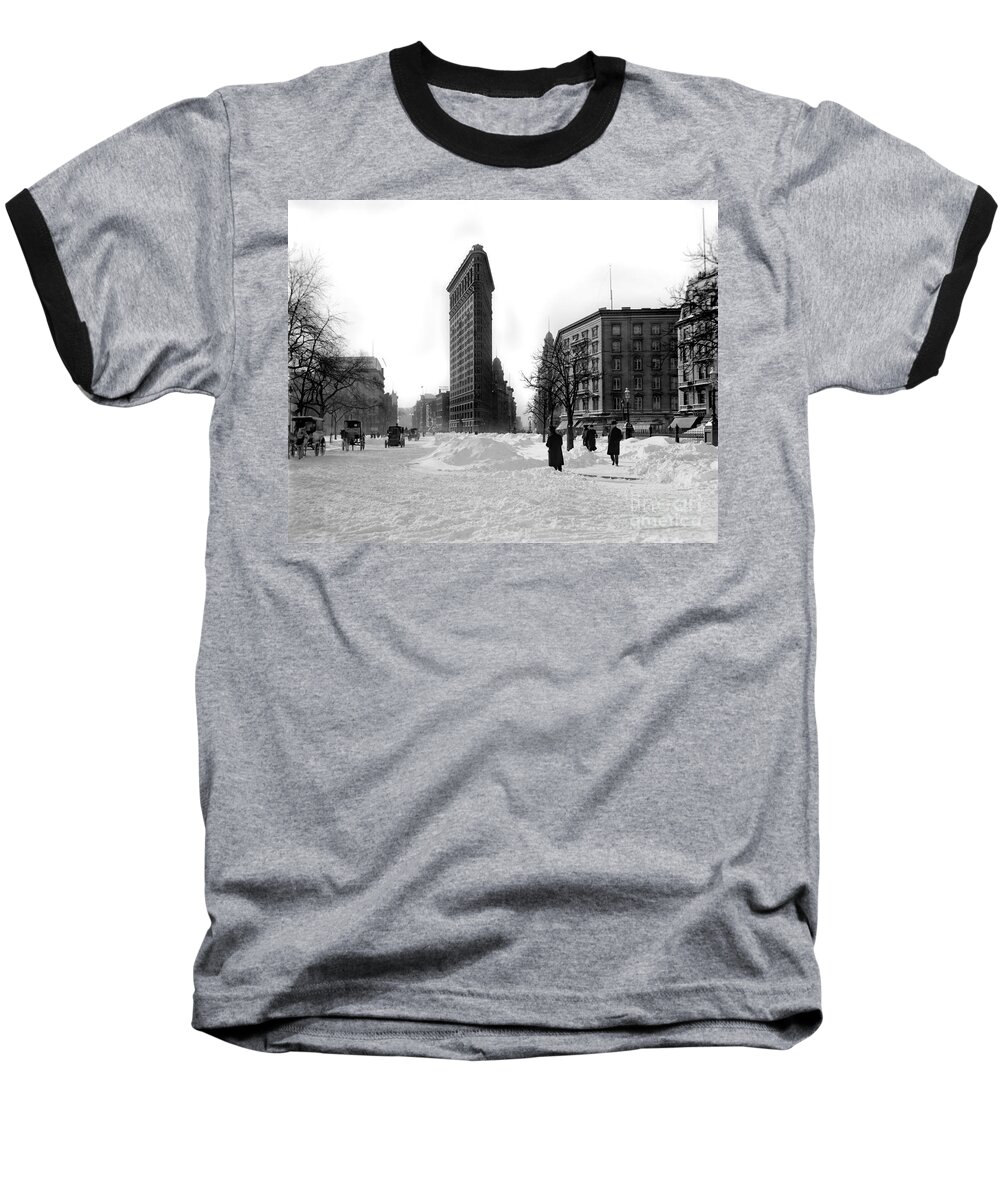 Flatiron Baseball T-Shirt featuring the photograph Flatiron in the Snow by Jon Neidert