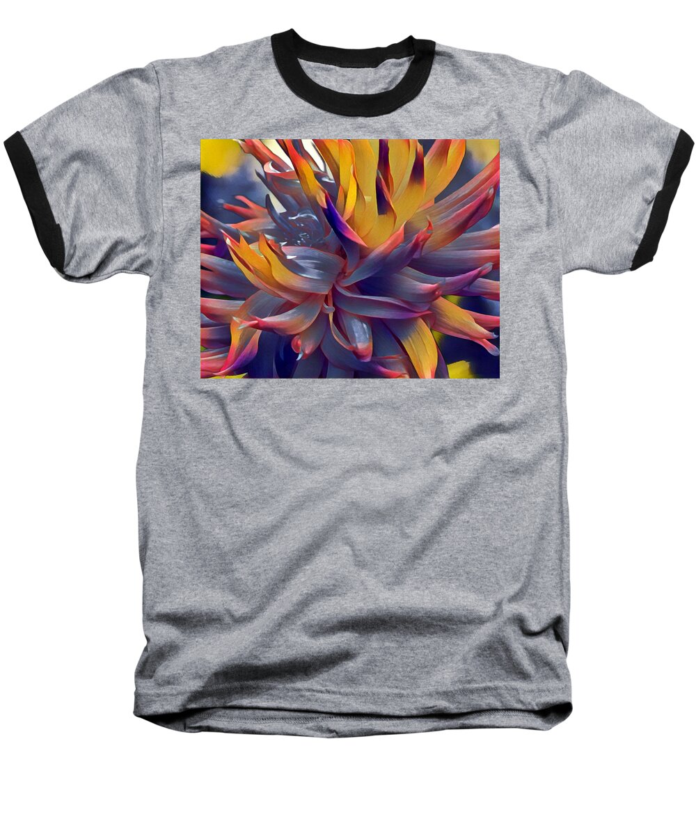 Floral Baseball T-Shirt featuring the mixed media Flower Power by Susan Rydberg